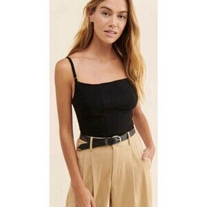 Free‎ People Back On Track Top Cami Black Medium Closet Staple Basic Minimalist